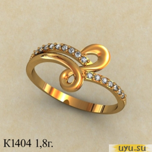 Золотое кольцо 585 пробы с фианитом, К1404