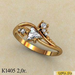 Золотое кольцо 585 пробы с фианитом, К1405