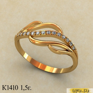 Золотое кольцо 585 пробы с фианитом, К1410
