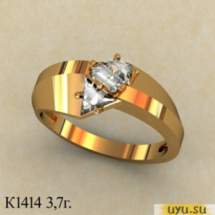 Золотое кольцо 585 пробы с фианитом, К1414