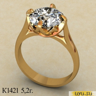 Золотое кольцо 585 пробы с фианитом, К1421