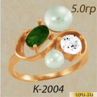 Золотое кольцо 585 пробы с фианитом, К2004