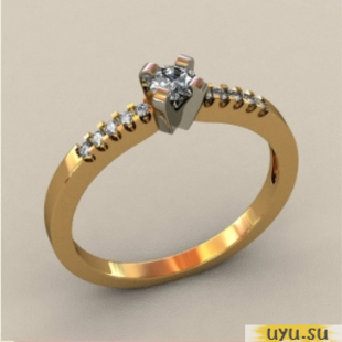 Золотое кольцо-печатка (перстень), 585 пробы с фианитом, К1597