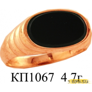 Золотое кольцо-печатка (перстень), 585 пробы с фианитом, КП1067