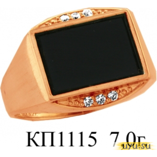 Золотое кольцо-печатка (перстень), 585 пробы с фианитом, КП1115