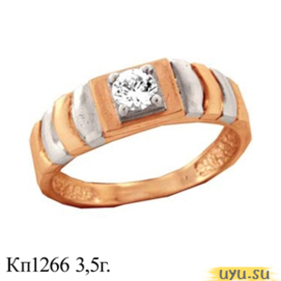 Золотое кольцо-печатка (перстень), 585 пробы с фианитом, КП1266