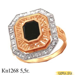 Золотое кольцо-печатка (перстень), 585 пробы с фианитом, КП1268
