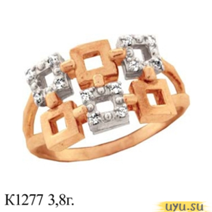 Золотое кольцо-печатка (перстень), 585 пробы с фианитом, КП1277