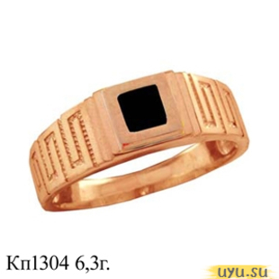 Золотое кольцо-печатка (перстень), 585 пробы с фианитом, КП1304