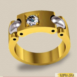 Золотое кольцо-печатка (перстень), 585 пробы с фианитом, КП1547