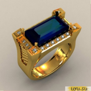 Золотое кольцо-печатка (перстень), 585 пробы с фианитом, КП1596
