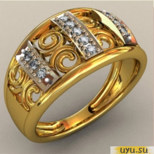 Золотое кольцо-печатка (перстень), 585 пробы с фианитом, КП1616