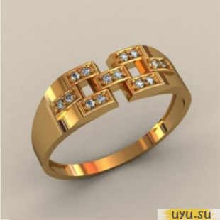 Золотое кольцо-печатка (перстень), 585 пробы с фианитом, КП1629