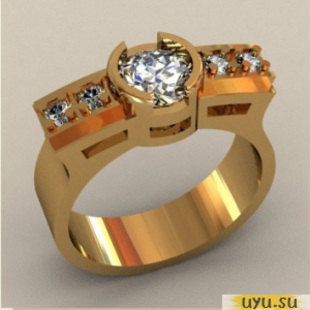Золотое кольцо-печатка (перстень), 585 пробы с фианитом, КП1681