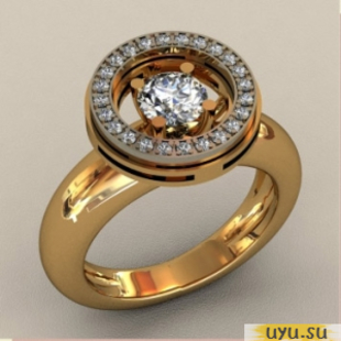 Золотое кольцо-печатка (перстень), 585 пробы с фианитом, КП1683