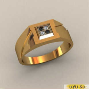 Золотое кольцо-печатка (перстень), 585 пробы с фианитом, КП1723
