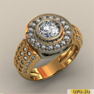 Золотое кольцо-печатка (перстень), 585 пробы с фианитом, КП1727
