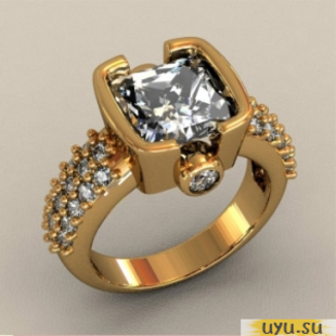 Золотое кольцо-печатка (перстень), 585 пробы с фианитом, КП1730
