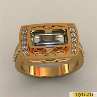 Золотое кольцо-печатка (перстень), 585 пробы с фианитом, КП1731