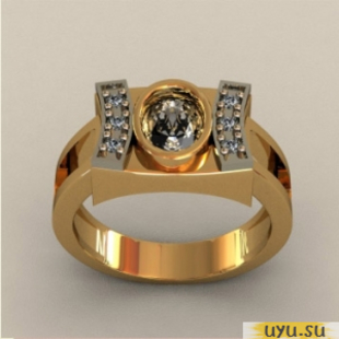 Золотое кольцо-печатка (перстень), 585 пробы с фианитом, КП1732