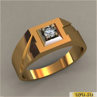 Золотое кольцо-печатка (перстень), 585 пробы с фианитом, КП1753