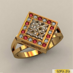 Золотое кольцо-печатка (перстень), 585 пробы с фианитом, КП1757