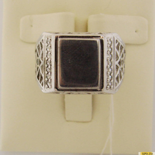 Серебряное кольцо-печатка (перстень), 925 пробы с фианитом, 2200000242938
