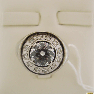 Серебряное кольцо-печатка (перстень), 925 пробы с фианитом, 2200000308931
