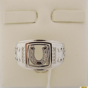 Серебряное кольцо-печатка (перстень), 925 пробы с фианитом, 2200000324801