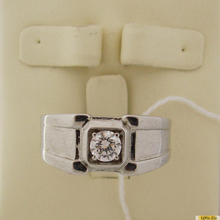 Серебряное кольцо-печатка (перстень), 925 пробы с фианитом, 2200000325334