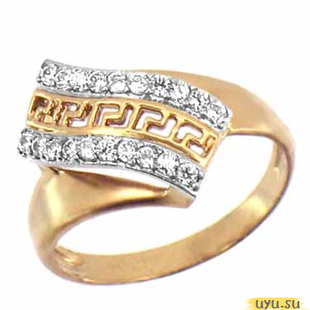 Золотое кольцо 585 пробы с фианитом, 1136 в комплекте с 4215