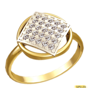 Золотое кольцо 585 пробы с фианитом, 1214 в комплекте с 4265