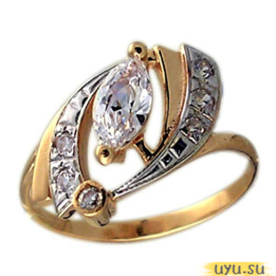 Золотое кольцо 585 пробы с фианитом, 2026 в комплекте с 4013