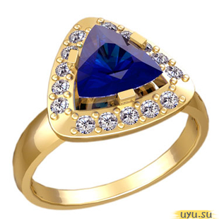 Золотое кольцо 585 пробы с фианитом, 2309 в комплекте с 4244