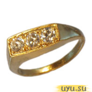 Золотое кольцо-печатка (перстень), 585 пробы с фианитом, 3001