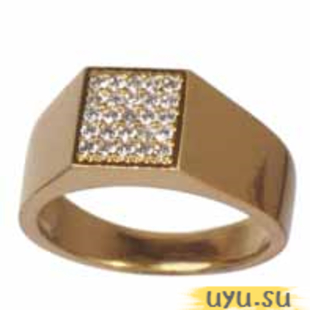 Золотое кольцо-печатка (перстень), 585 пробы с фианитом, 3008
