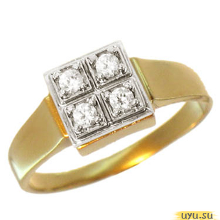 Золотое кольцо-печатка (перстень), 585 пробы с фианитом, 3011