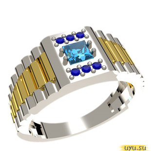 Золотое кольцо-печатка (перстень), 585 пробы с фианитом, 3013