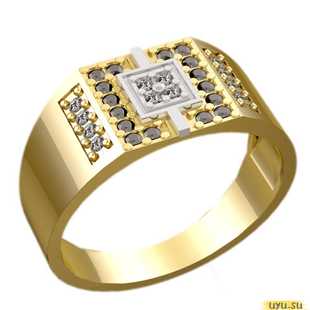 Золотое кольцо-печатка (перстень), 585 пробы с фианитом, 3016