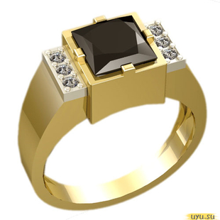 Золотое кольцо-печатка (перстень), 585 пробы с фианитом, 3017