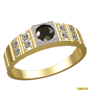 Золотое кольцо-печатка (перстень), 585 пробы с фианитом, 3018