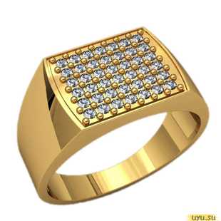 Золотое кольцо-печатка (перстень), 585 пробы с фианитом, 3020