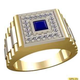 Золотое кольцо-печатка (перстень), 585 пробы с фианитом, 3022