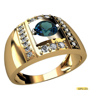 Золотое кольцо-печатка (перстень), 585 пробы с фианитом, 3023