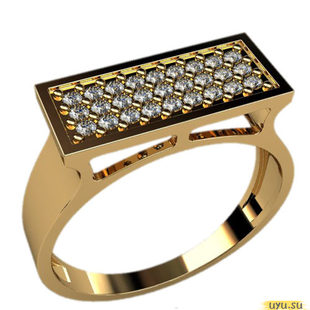 Золотое кольцо-печатка (перстень), 585 пробы с фианитом, 3026