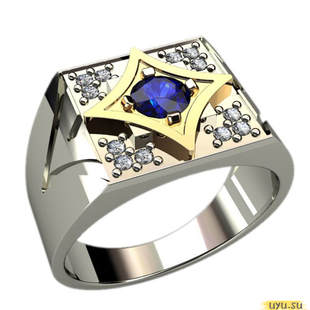 Золотое кольцо-печатка (перстень), 585 пробы с фианитом, 3028