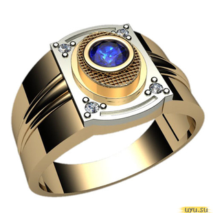 Золотое кольцо-печатка (перстень), 585 пробы с фианитом, 3030