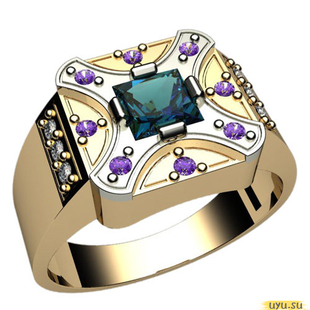 Золотое кольцо-печатка (перстень), 585 пробы с фианитом, 3032