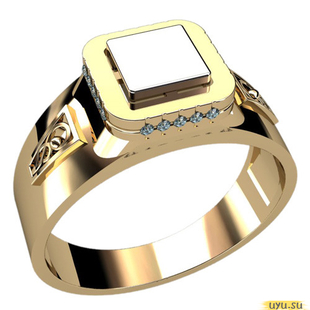 Золотое кольцо-печатка (перстень), 585 пробы с фианитом, 3033