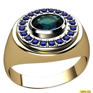 Золотое кольцо-печатка (перстень), 585 пробы с фианитом, 3035